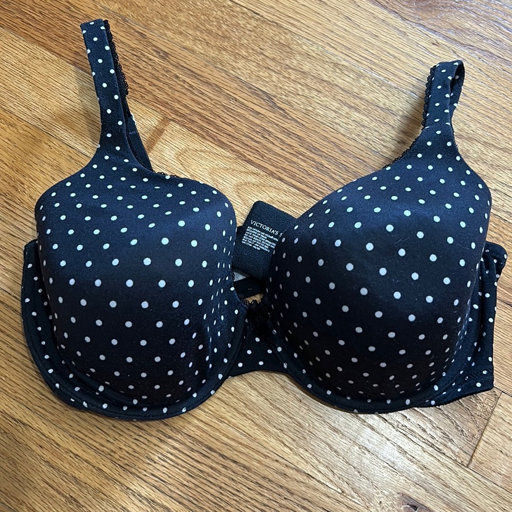 Black with white polka dot padded bra.